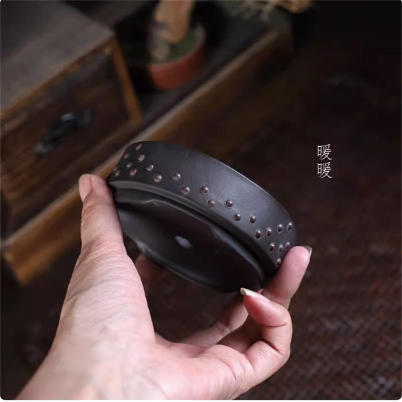 Bonsai Repotting Mat - Ceramic Round Bonsai Pot, Drum-nail Nature,
